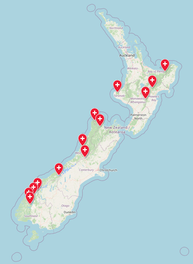 Map of recovery sites. 