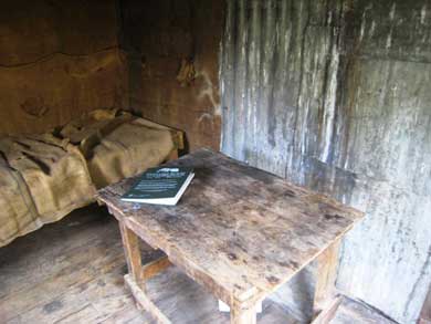 Inside Racemans Hut. 