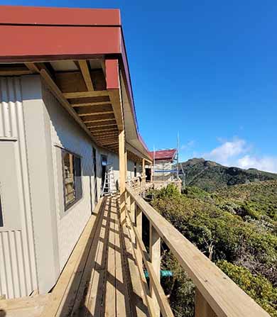 Side view of bunkroom and decking.