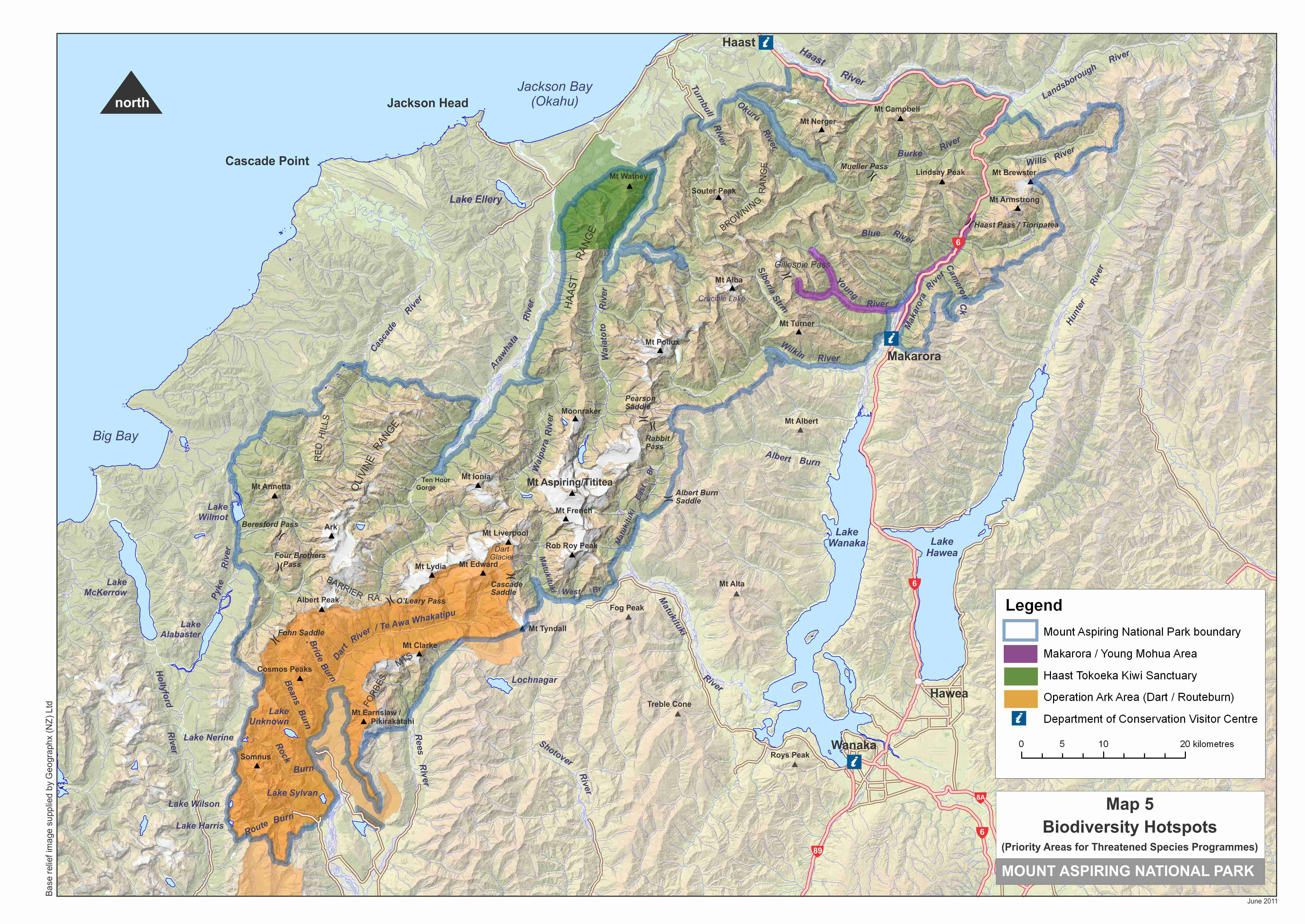 Maps: Mount Aspiring National Park Management Plan publication