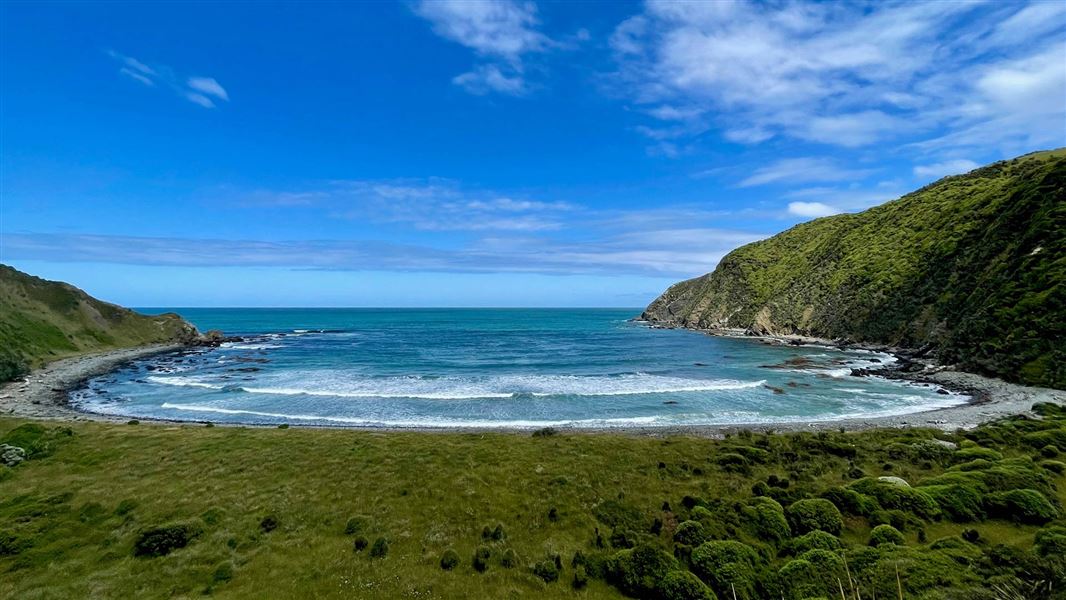 View out from a horse shoe shaped bay.