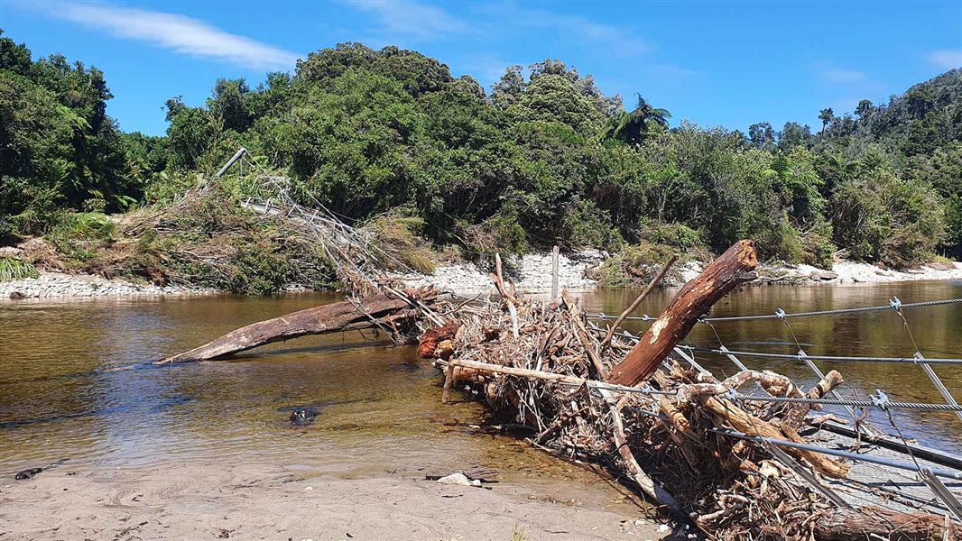 Heaphy Bridge flood damage. 