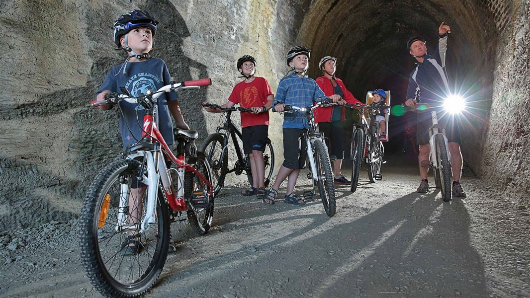 In a tunnel on the Otago Central Rail Trail. 