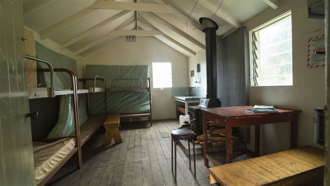 Montgomerie Hut interior. 