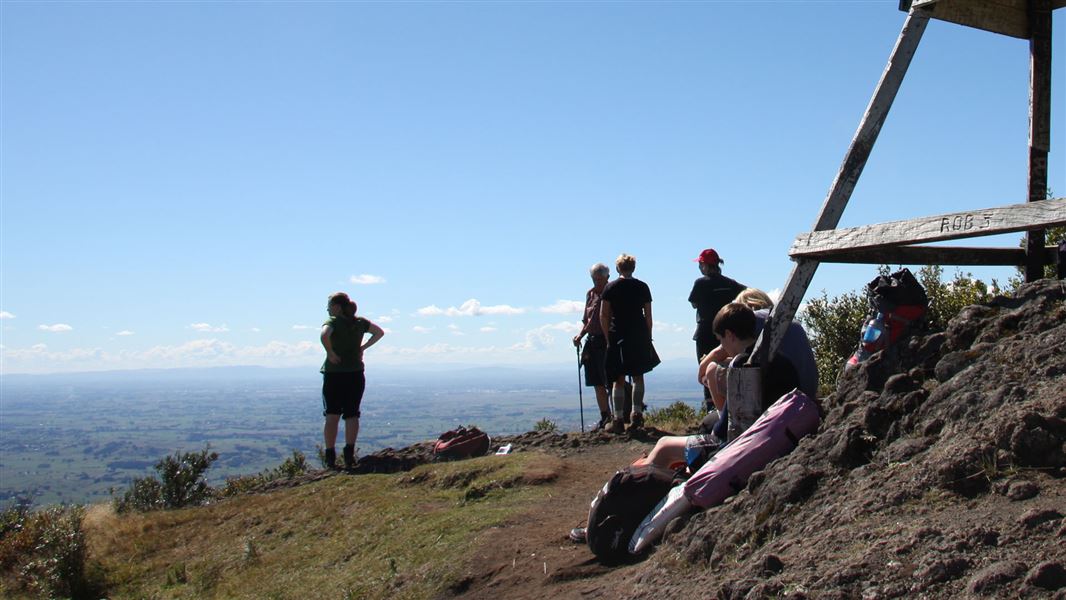 People at the Ruapane Lookout. 