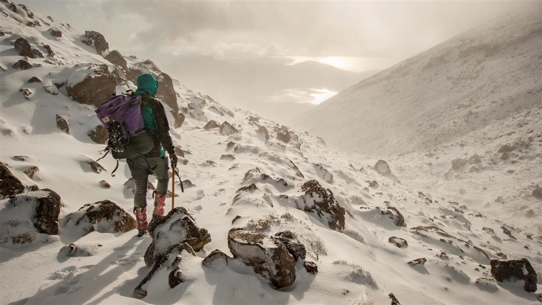 Tongariro Alpine Crossing in winter. 