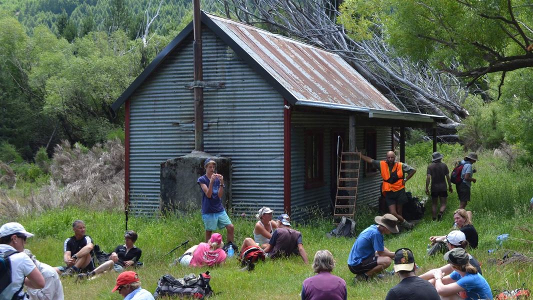 People at Jollie Hut. 