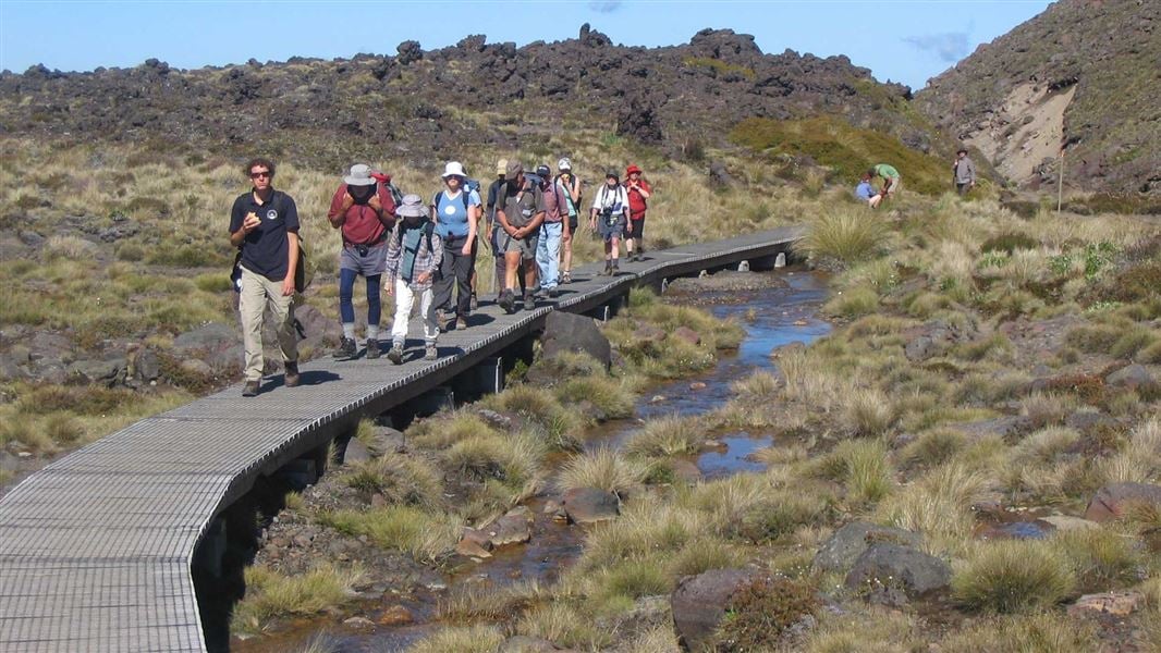 Trampers on the Tongariro Alpine Crossing. 