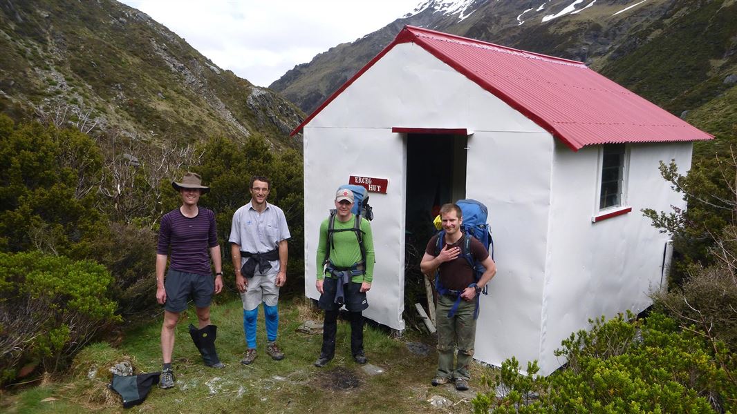 Trampers at Erceg Hut.