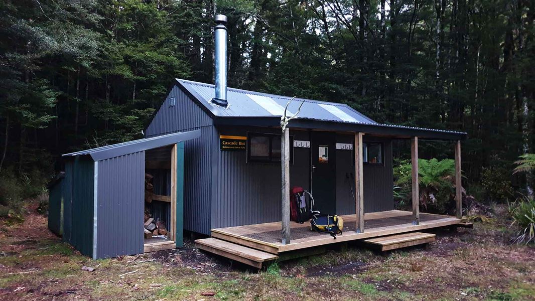 Outside of Cascade Hut. 