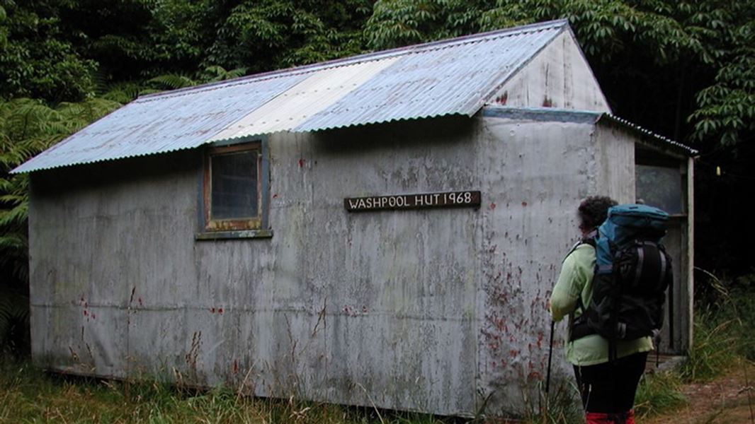 Outside washpool hut.