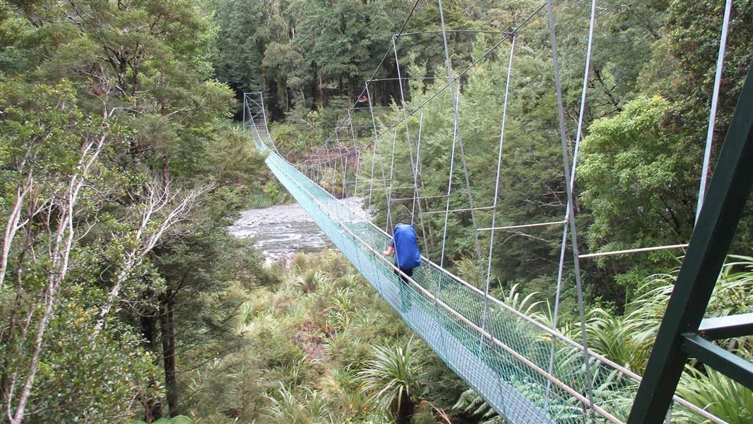 Swing bridge over Waingawa River by Cow Creek 