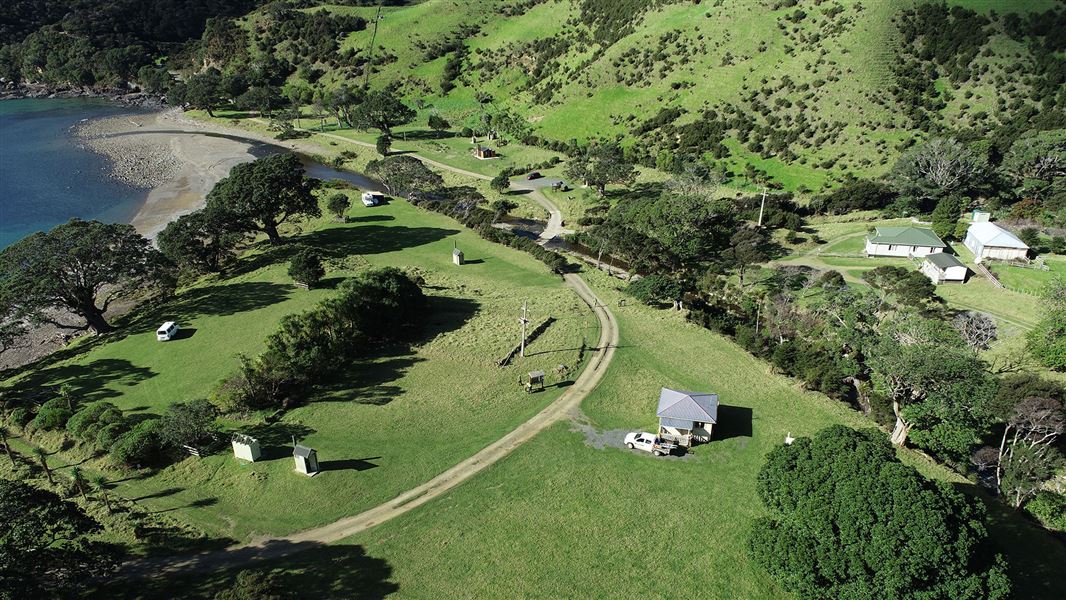 Aerial view of campsite.