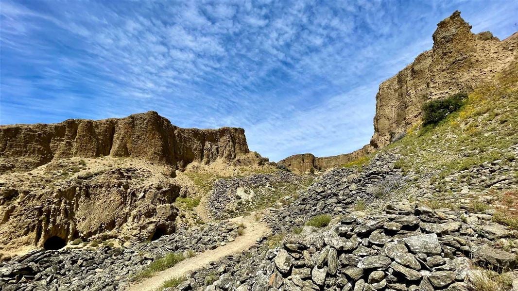 Track through historic goldmining site. 