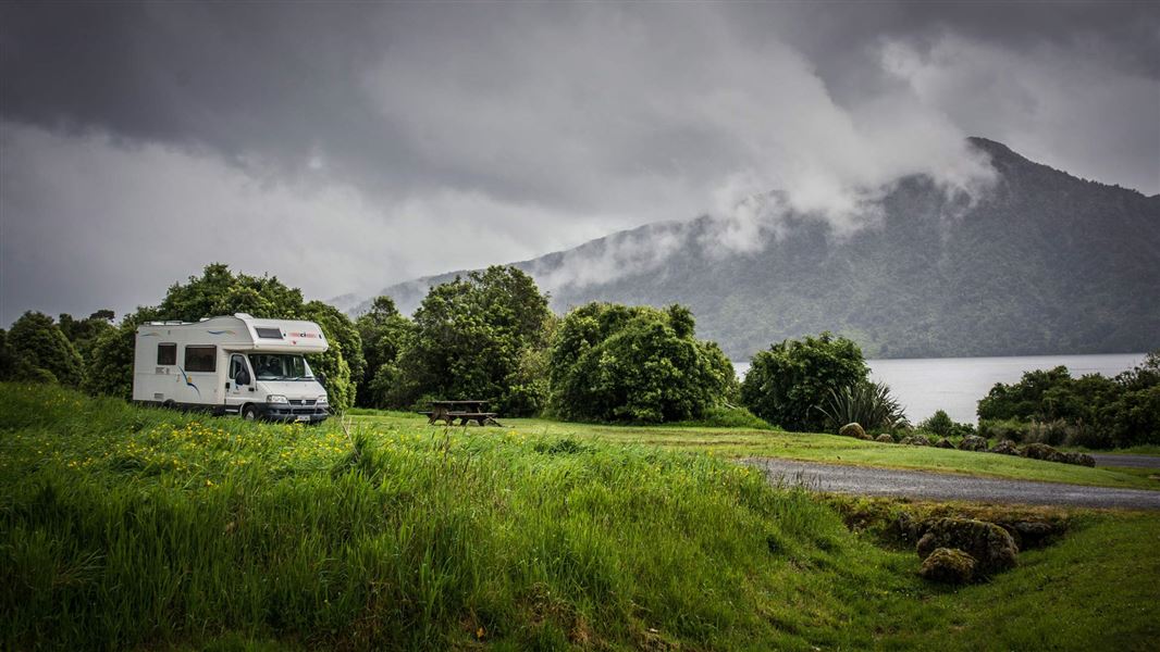 Hans Bay - Lake Kaniere Campsite. 