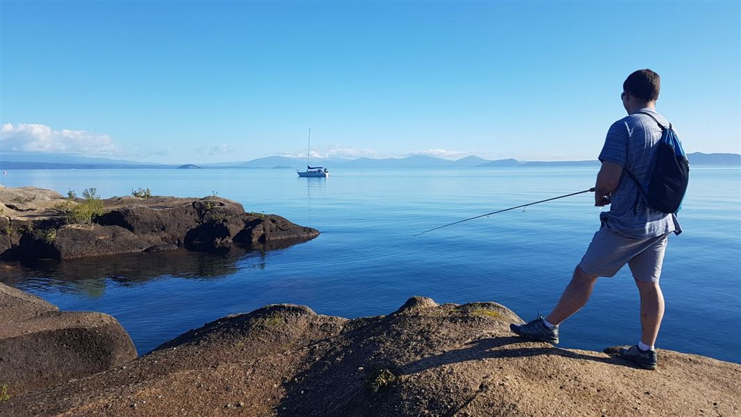 An angler at Lake Taupo