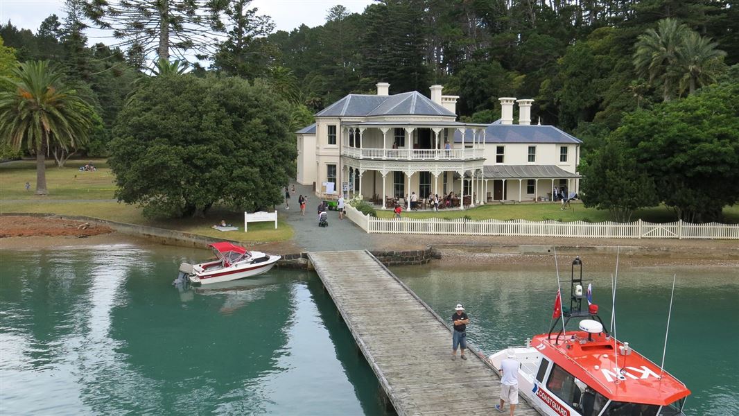 Mansion House, with boats and jetty. 