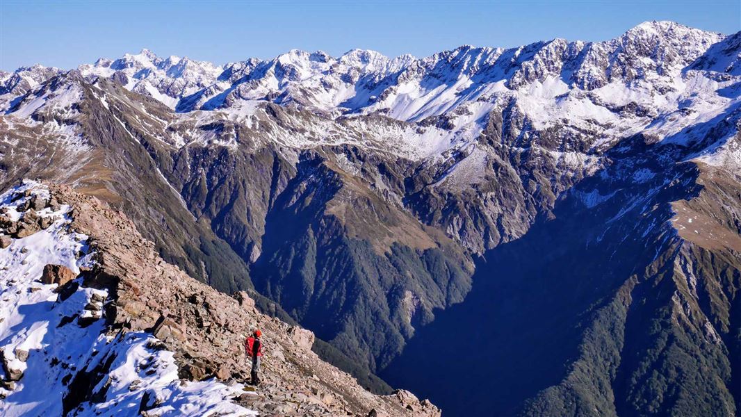 Landscape view of snow capped ranges. 