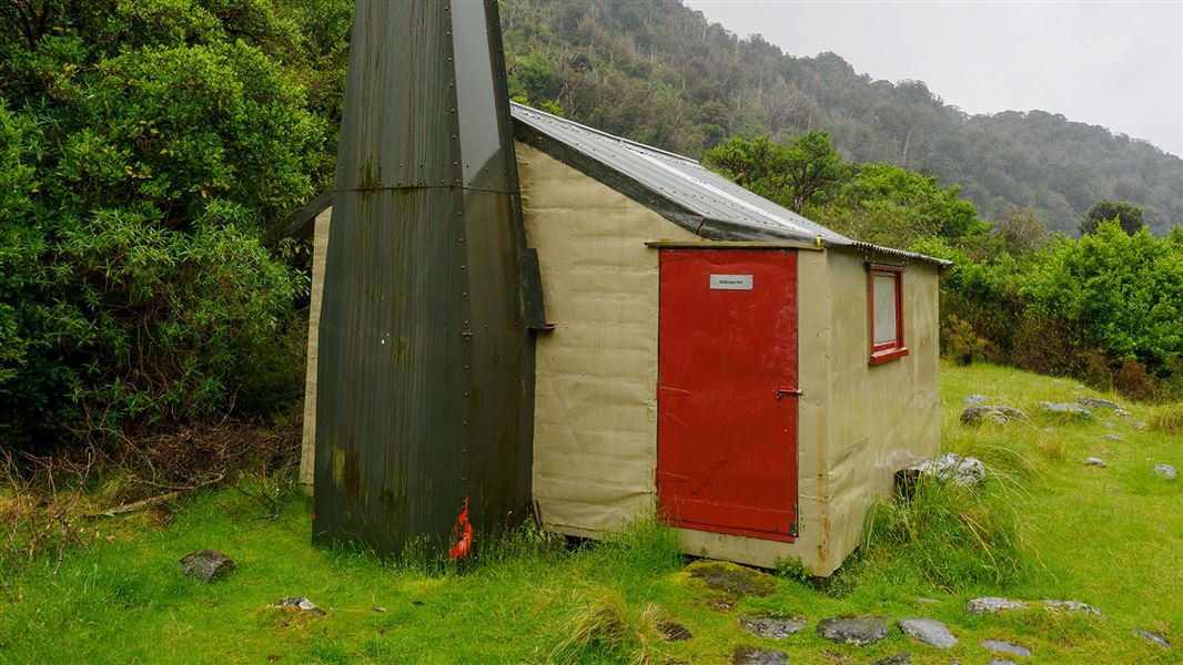 Small building with metal exterior.